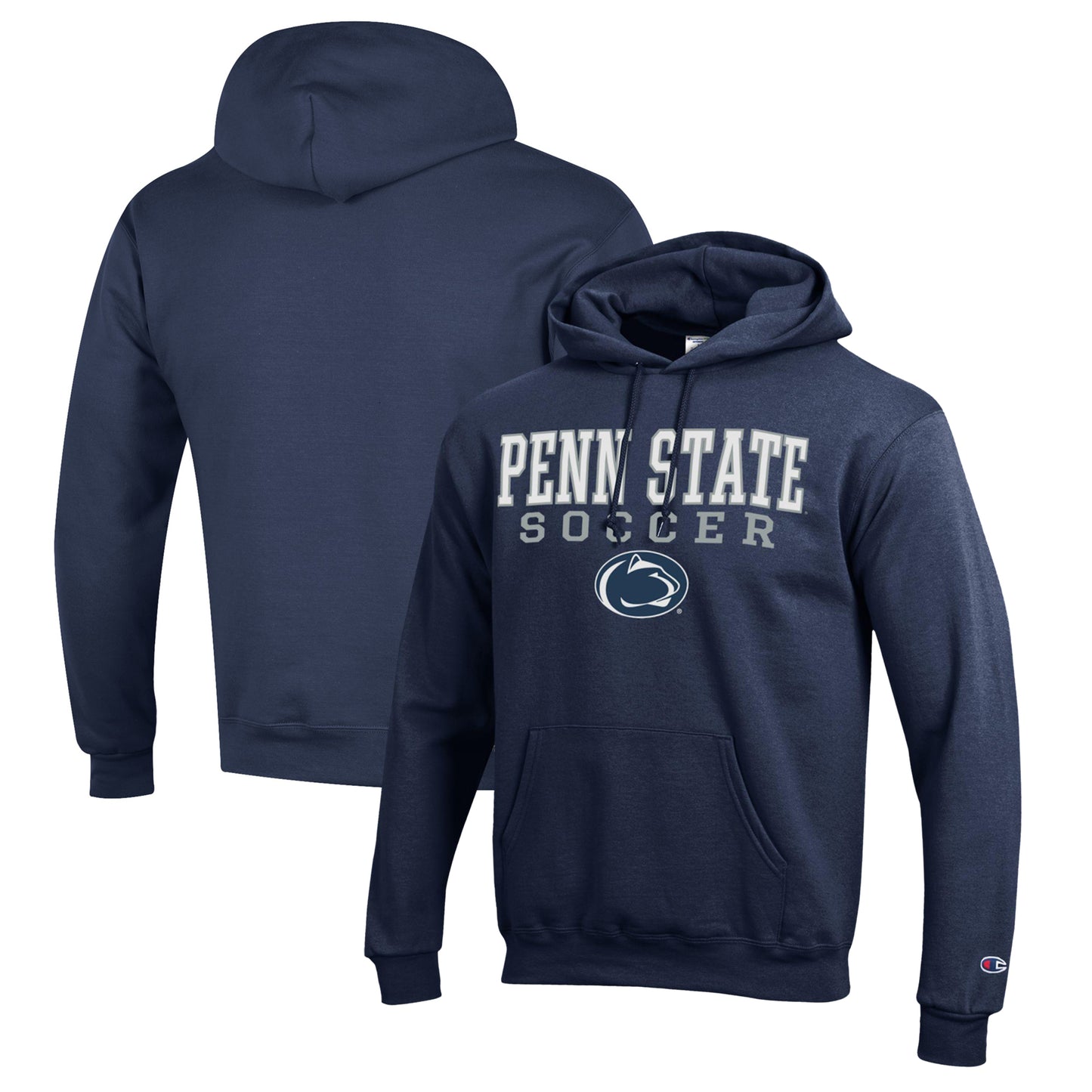 Men's Champion Navy Penn State Nittany Lions Soccer Stack Logo Powerblend Pullover Hoodie