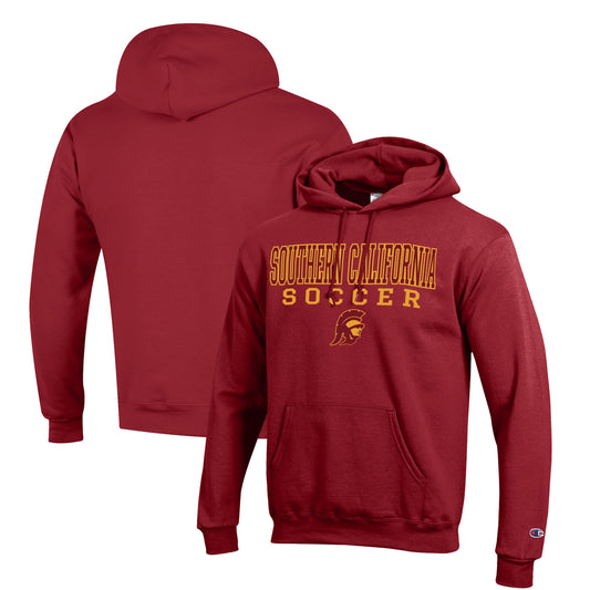 Men's Champion Cardinal USC Trojans Soccer Stack Logo Powerblend Pullover Hoodie