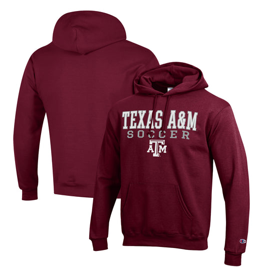 Men's Champion Maroon Texas A&M Aggies Soccer Stack Logo Powerblend Pullover Hoodie