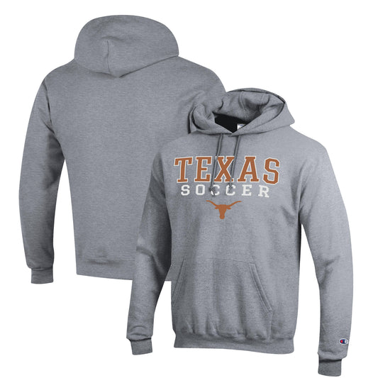 Men's Champion Gray Texas Longhorns Soccer Stack Logo Powerblend Pullover Hoodie