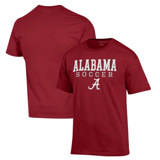 Men's Champion Crimson Alabama Crimson Tide Soccer Stack Logo T-Shirt