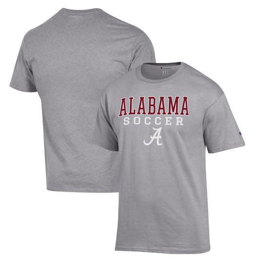 Men's Champion Gray Alabama Crimson Tide Soccer Stack Logo T-Shirt