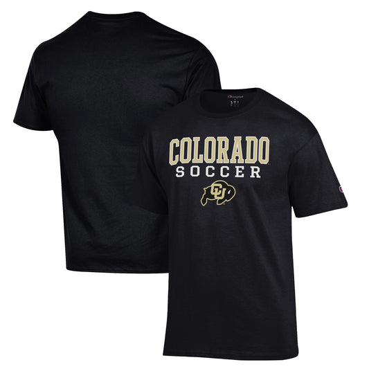 Men's Champion Black Colorado Buffaloes Soccer Stack Logo T-Shirt