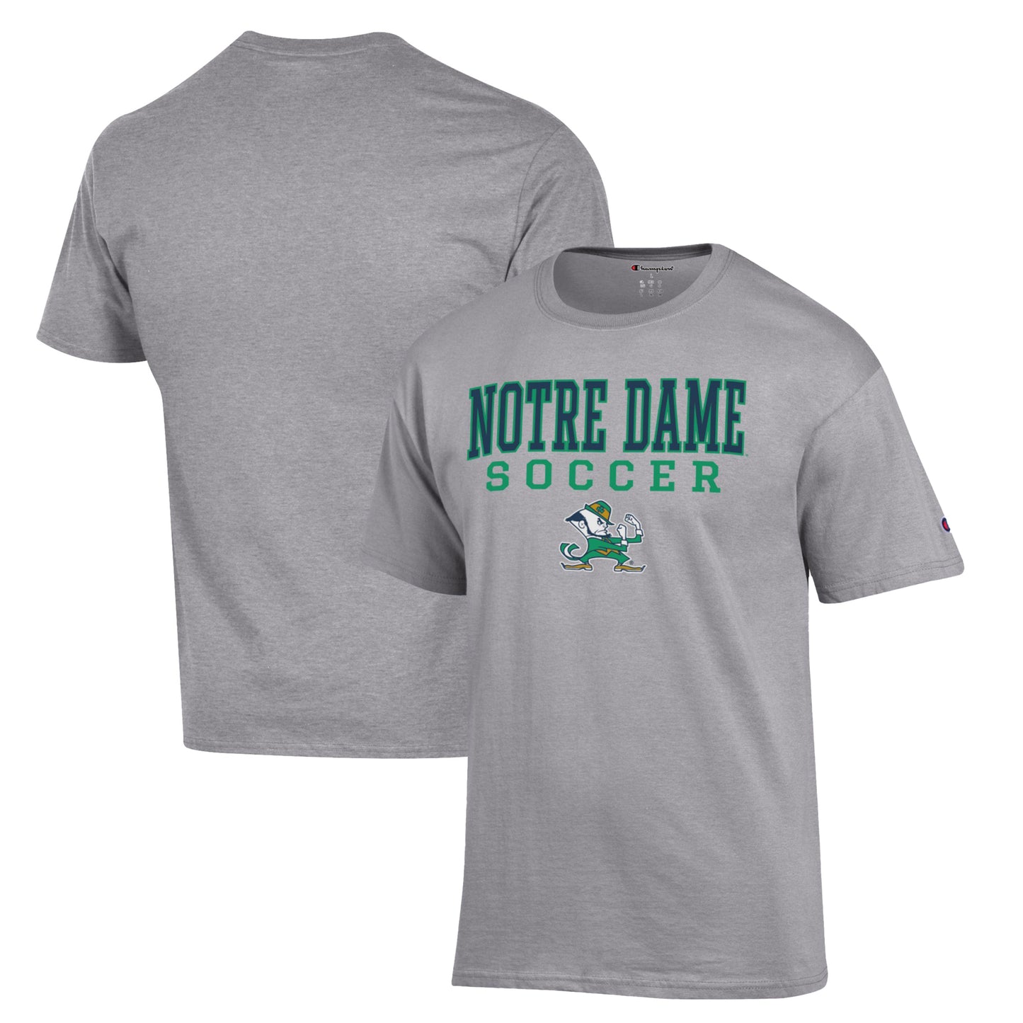 Men's Champion Gray Notre Dame Fighting Irish Soccer Stack Logo T-Shirt