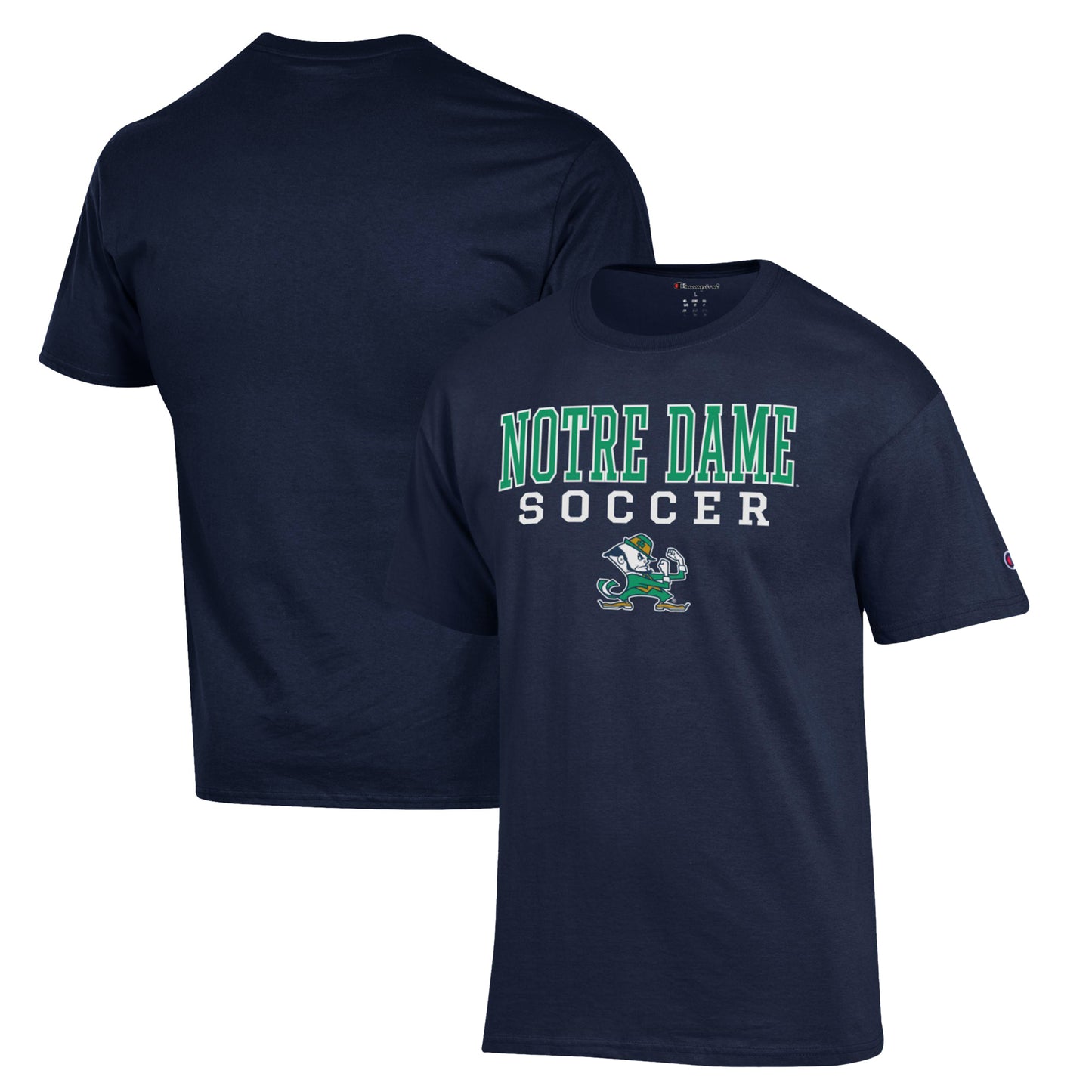 Men's Champion Navy Notre Dame Fighting Irish Soccer Stack Logo T-Shirt