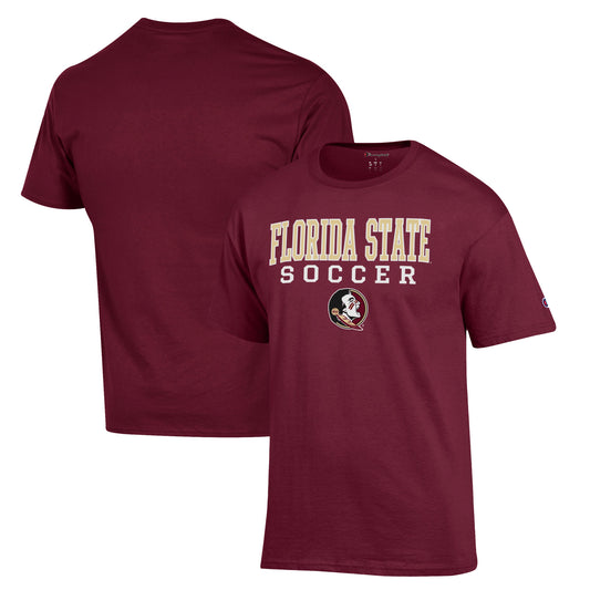 Men's Champion Garnet Florida State Seminoles Soccer Stack Logo T-Shirt