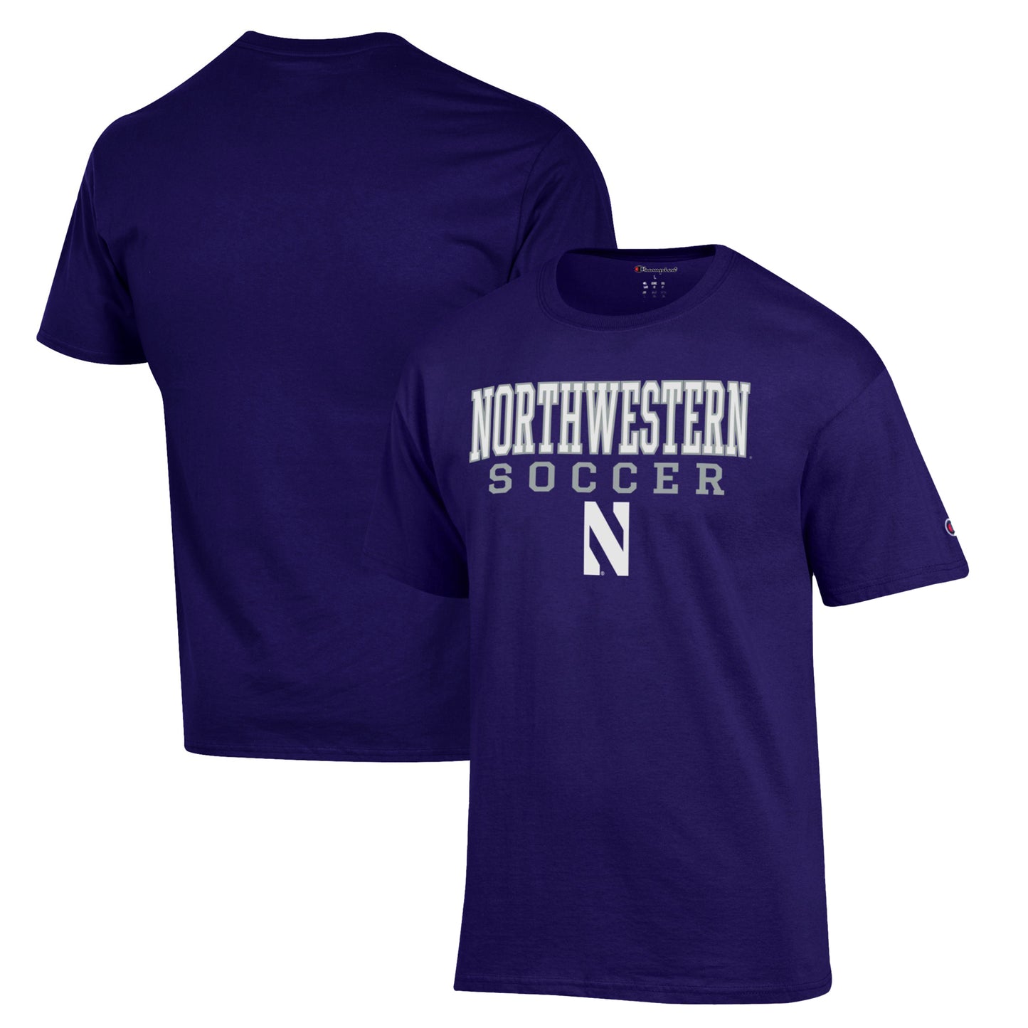 Men's Champion Purple Northwestern Wildcats Soccer Stack Logo T-Shirt