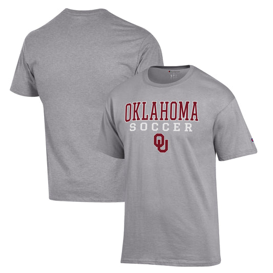 Men's Champion Gray Oklahoma Sooners Soccer Stack Logo T-Shirt