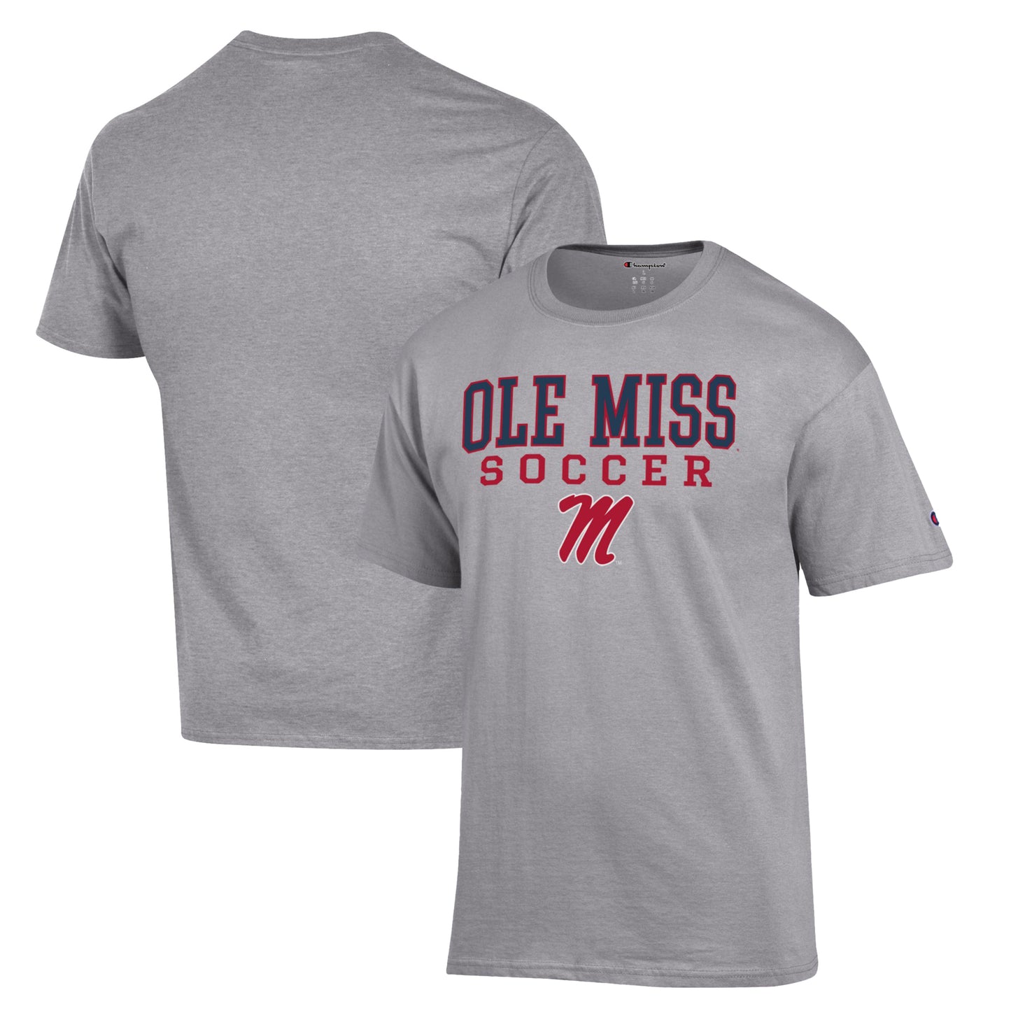 Men's Champion Gray Ole Miss Rebels Soccer Stack Logo T-Shirt