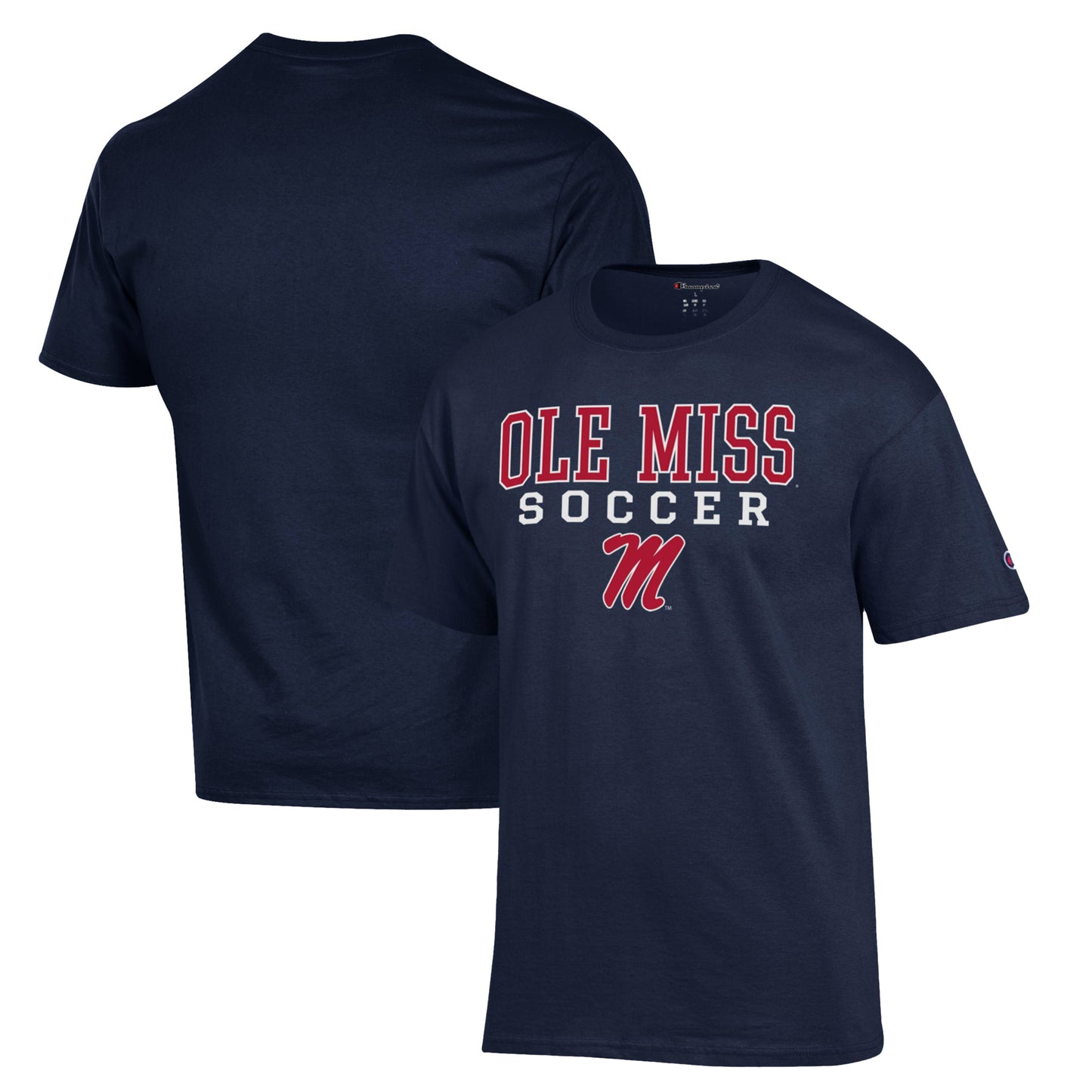 Men's Champion Navy Ole Miss Rebels Soccer Stack Logo T-Shirt