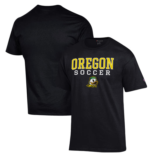 Men's Champion Black Oregon Ducks Soccer Stack Logo T-Shirt