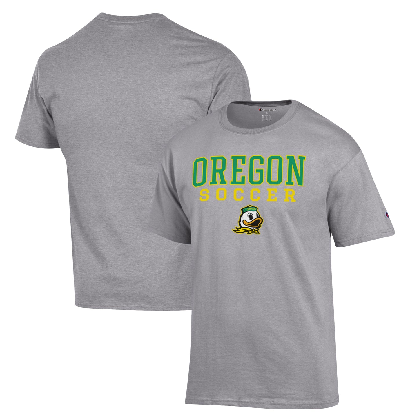 Men's Champion Gray Oregon Ducks Soccer Stack Logo T-Shirt