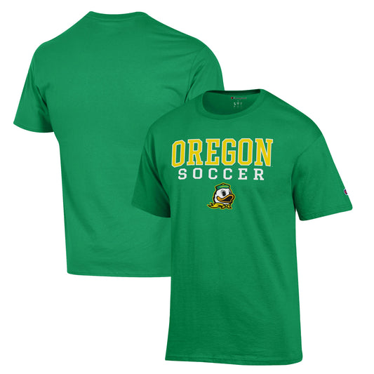 Men's Champion Green Oregon Ducks Soccer Stack Logo T-Shirt