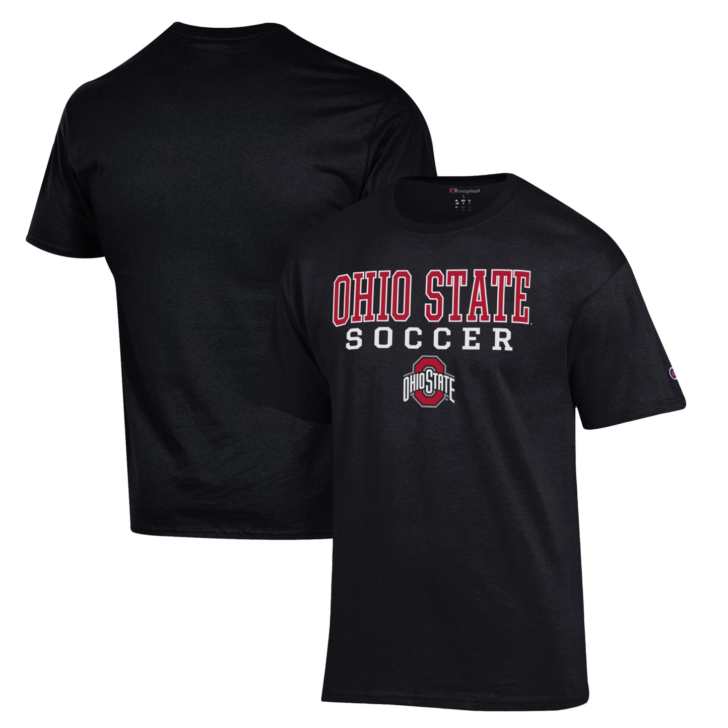 Men's Champion Black Ohio State Buckeyes Soccer Stack Logo T-Shirt