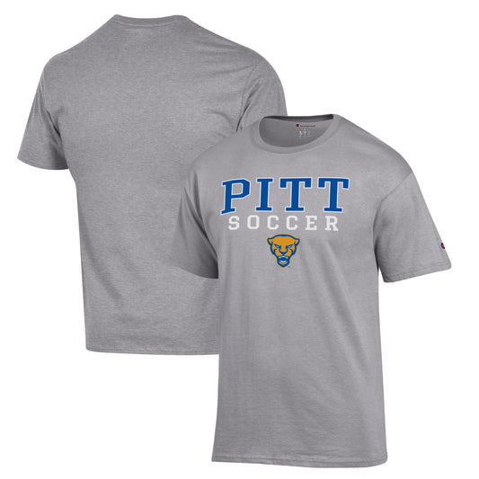 Men's Champion Gray Pitt Panthers Soccer Stack Logo T-Shirt