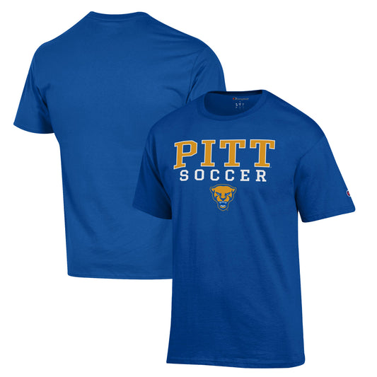 Men's Champion Royal Pitt Panthers Soccer Stack Logo T-Shirt