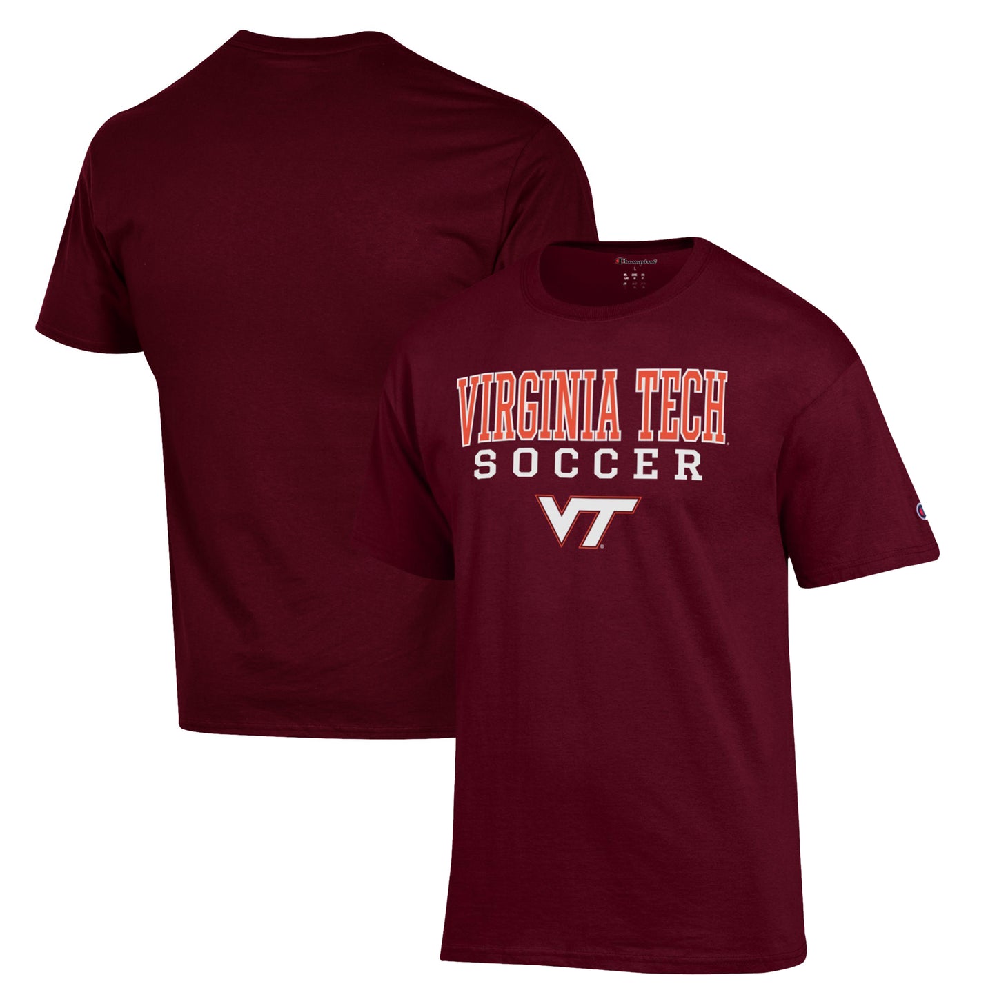 Men's Champion Maroon Virginia Tech Hokies Soccer Stack Logo T-Shirt