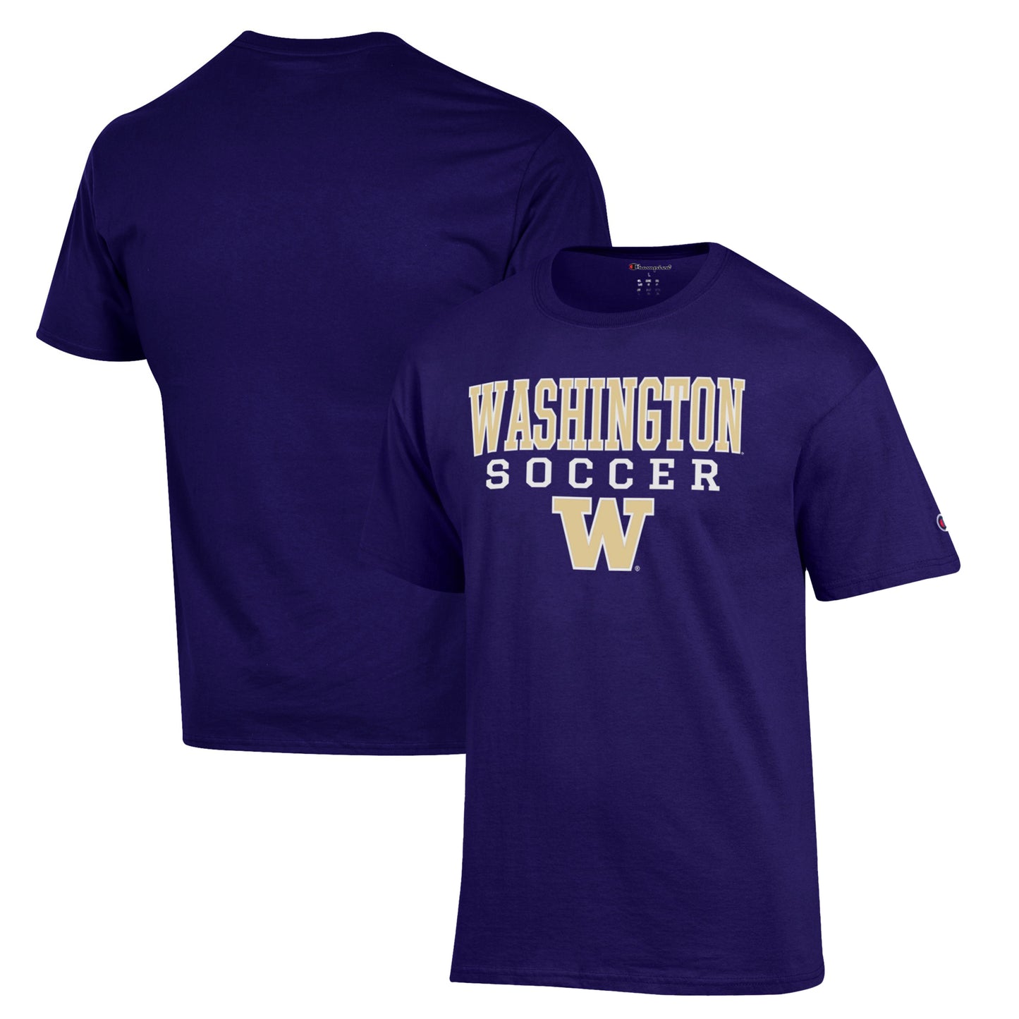 Men's Champion Purple Washington Huskies Soccer Stack Logo T-Shirt