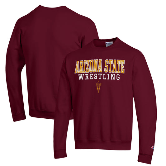 Men's Champion Maroon Arizona State Sun Devils Wrestling Stack Powerblend Pullover Sweatshirt