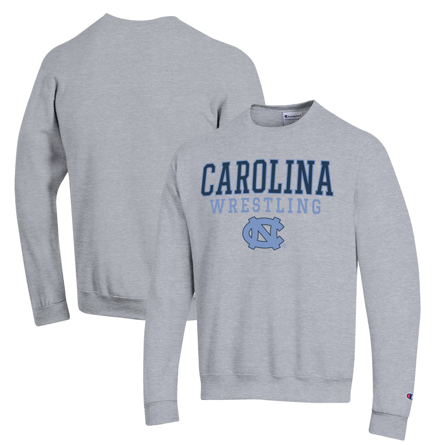 Men's Champion Gray North Carolina Tar Heels Wrestling Stack Powerblend Pullover Sweatshirt