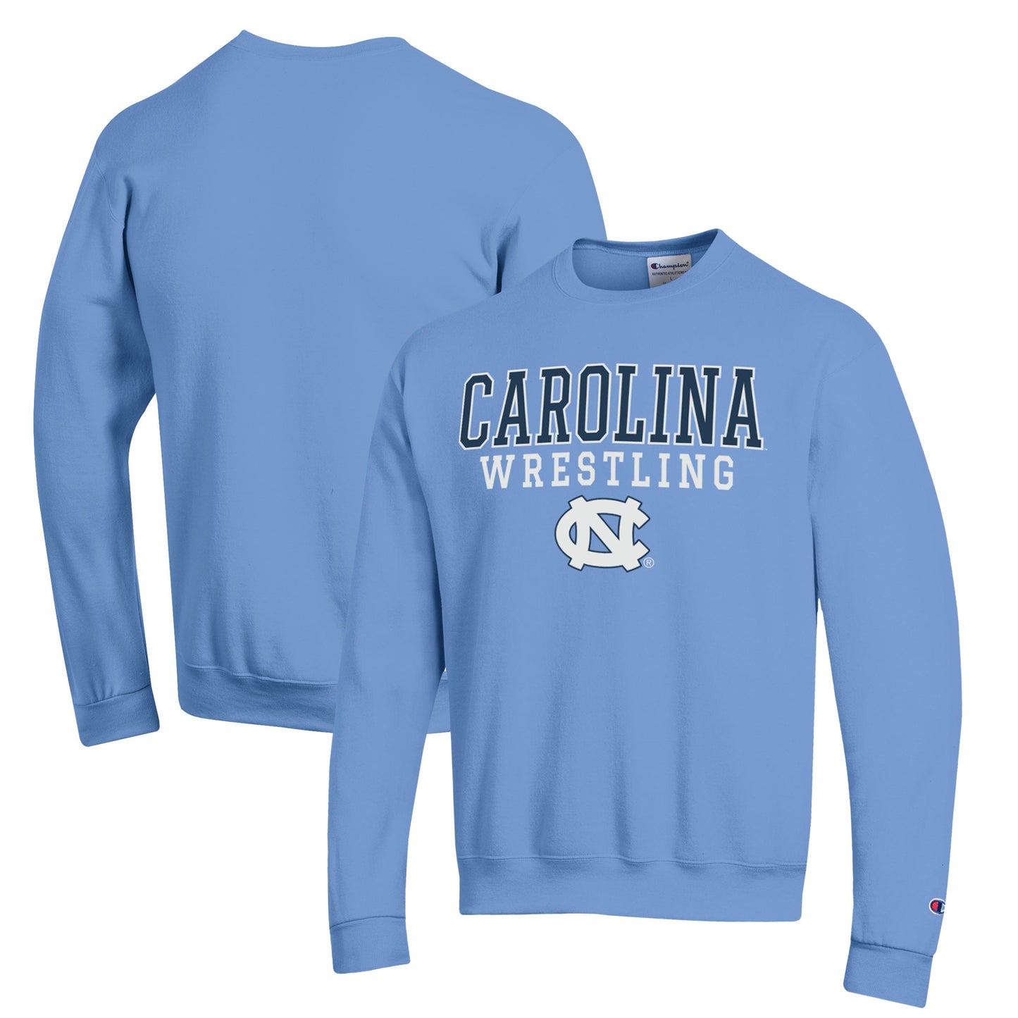 Men's Champion Carolina Blue North Carolina Tar Heels Wrestling Stack Powerblend Pullover Sweatshirt