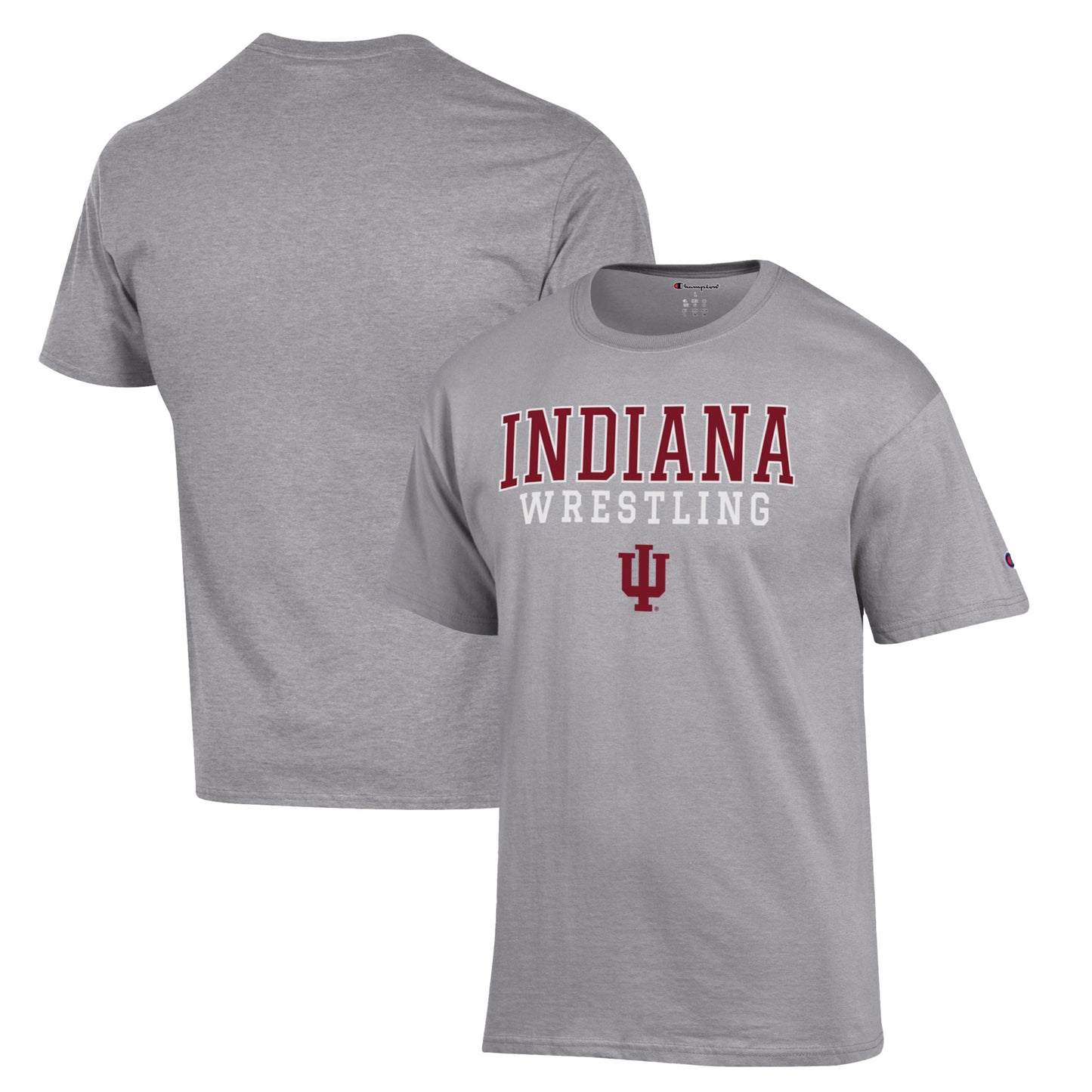 Men's Champion Gray Indiana Hoosiers Wrestling Stack Logo T-Shirt