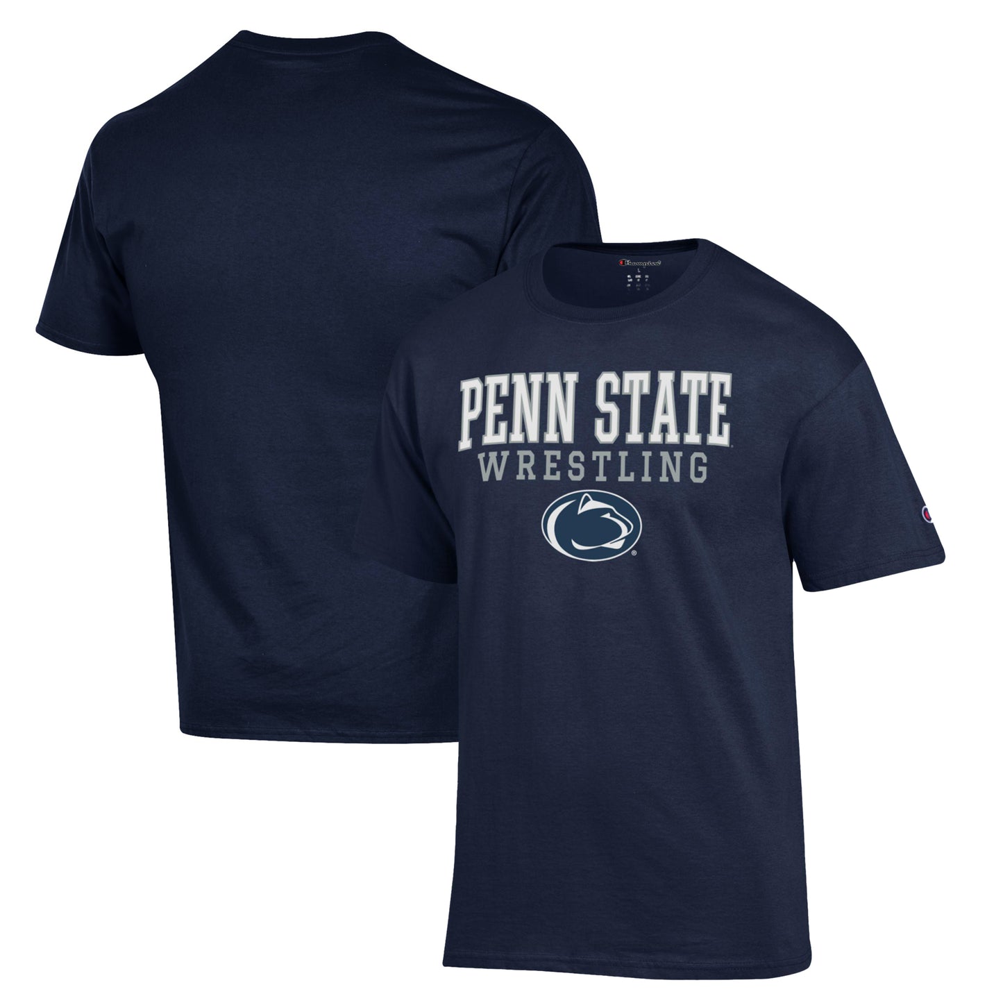 Men's Champion Navy Penn State Nittany Lions Wrestling Stack Logo T-Shirt