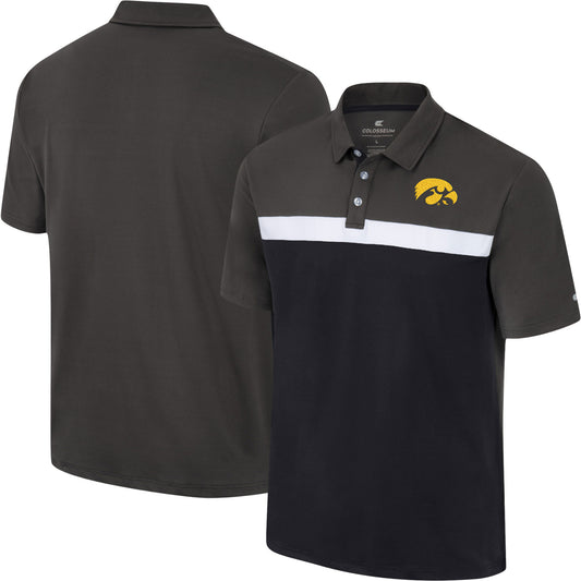 Men's Colosseum Charcoal Iowa Hawkeyes Two Yutes Polo