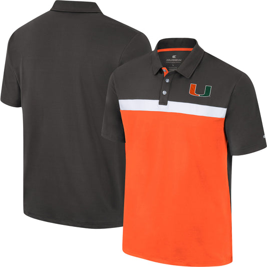 Men's Colosseum Charcoal Miami Hurricanes Two Yutes Polo