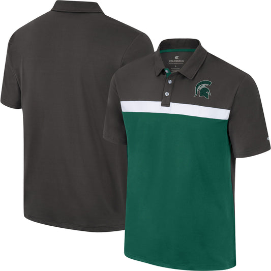 Men's Colosseum Charcoal Michigan State Spartans Two Yutes Polo