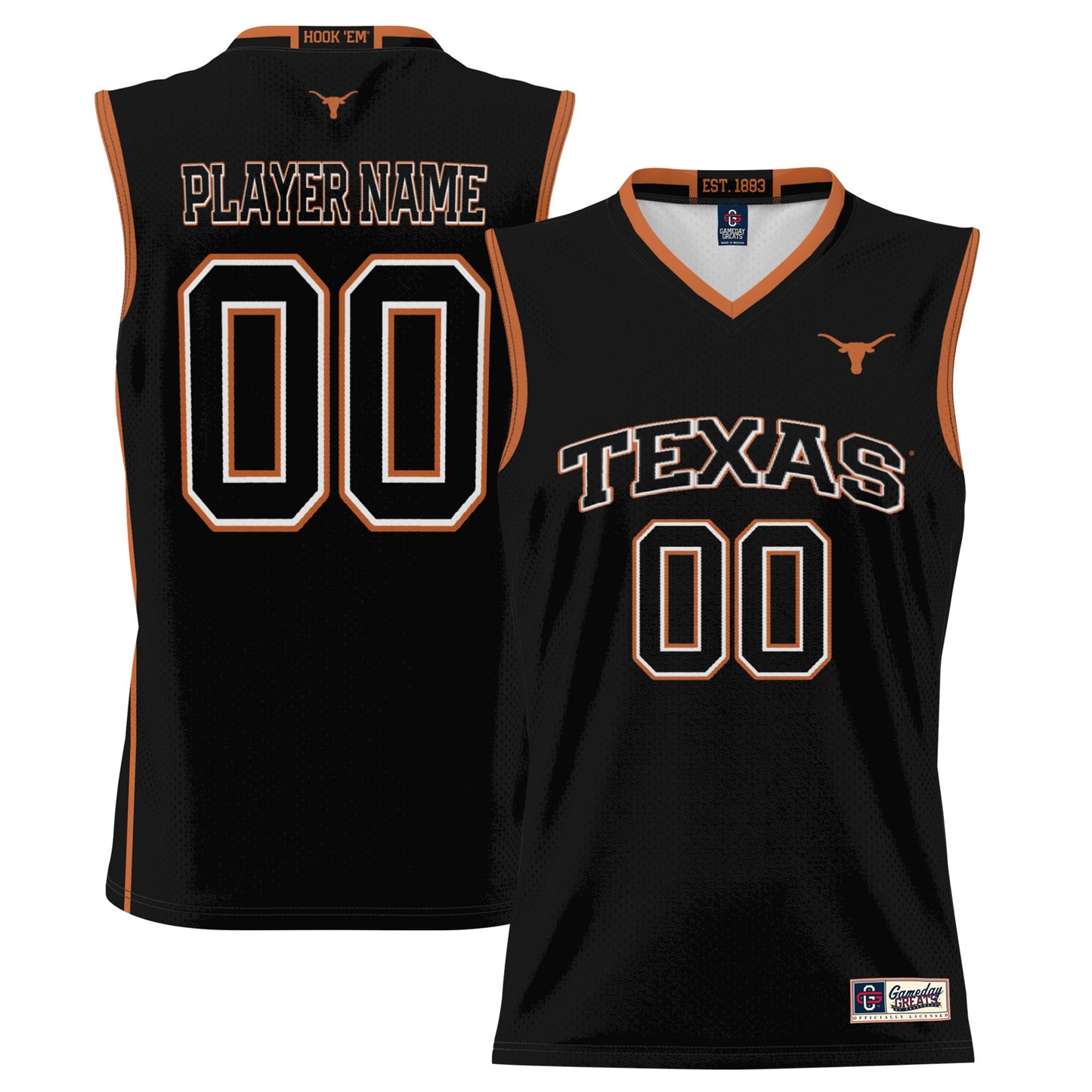 Youth Game Day Greats Black Texas Longhorns NIL Pick-A-Player Lightweight Basketball Fashion Jersey