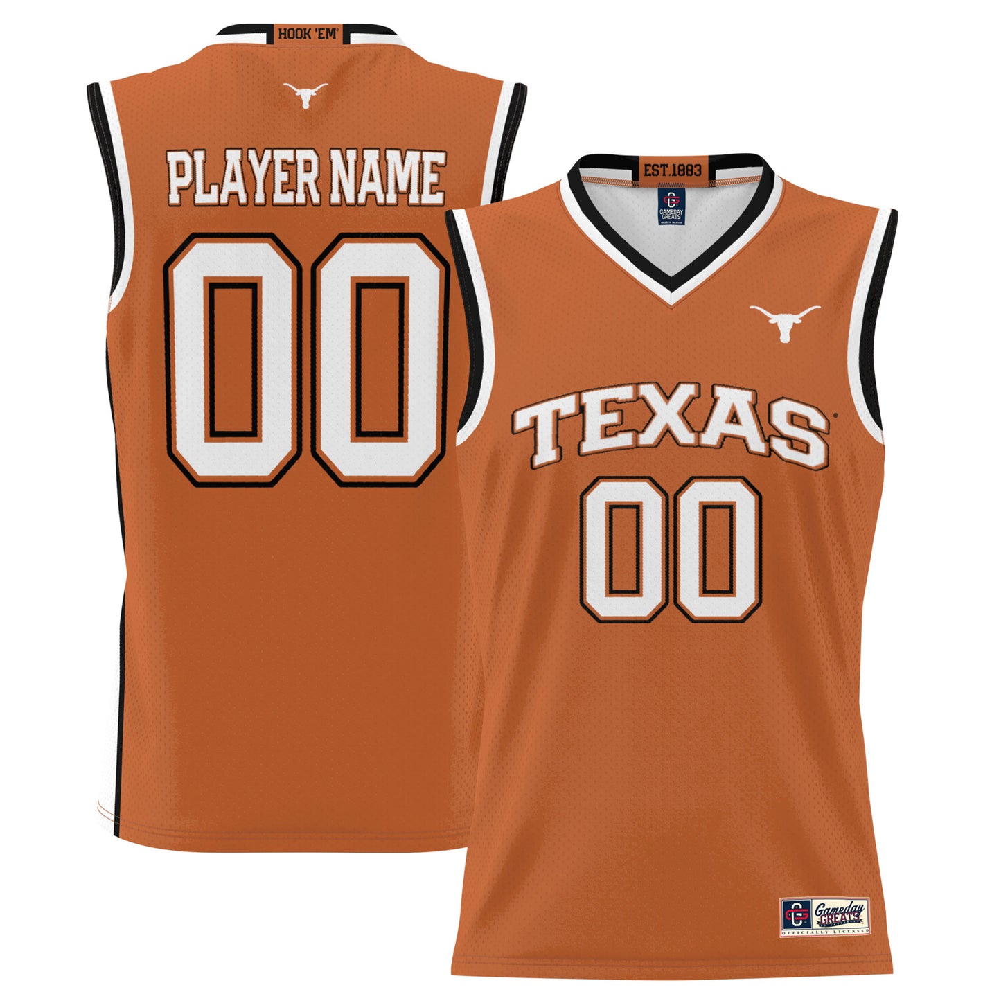 Youth Game Day Greats Texas Orange Texas Longhorns NIL Pick-A-Player Lightweight Basketball Fashion Jersey