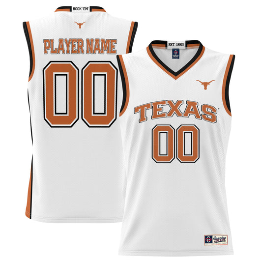 Youth Game Day Greats White Texas Longhorns NIL Pick-A-Player Lightweight Basketball Fashion Jersey