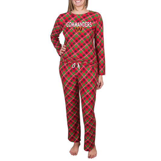 Women's Concepts Sport Red/Green Washington Commanders Holly Allover Print Knit Long Sleeve Top & Pants Set