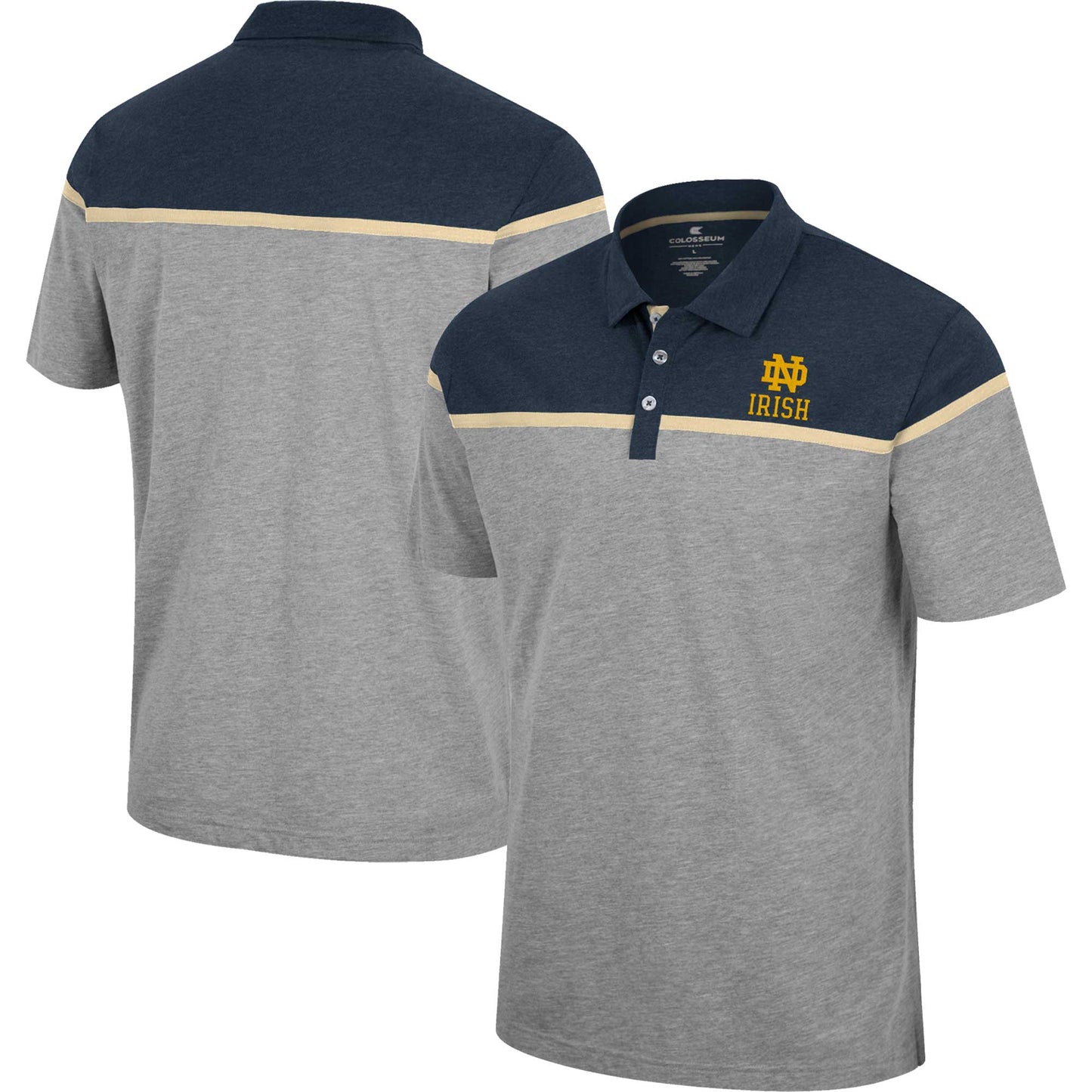 Men's Colosseum Heather Gray Notre Dame Fighting Irish Chamberlain Polo