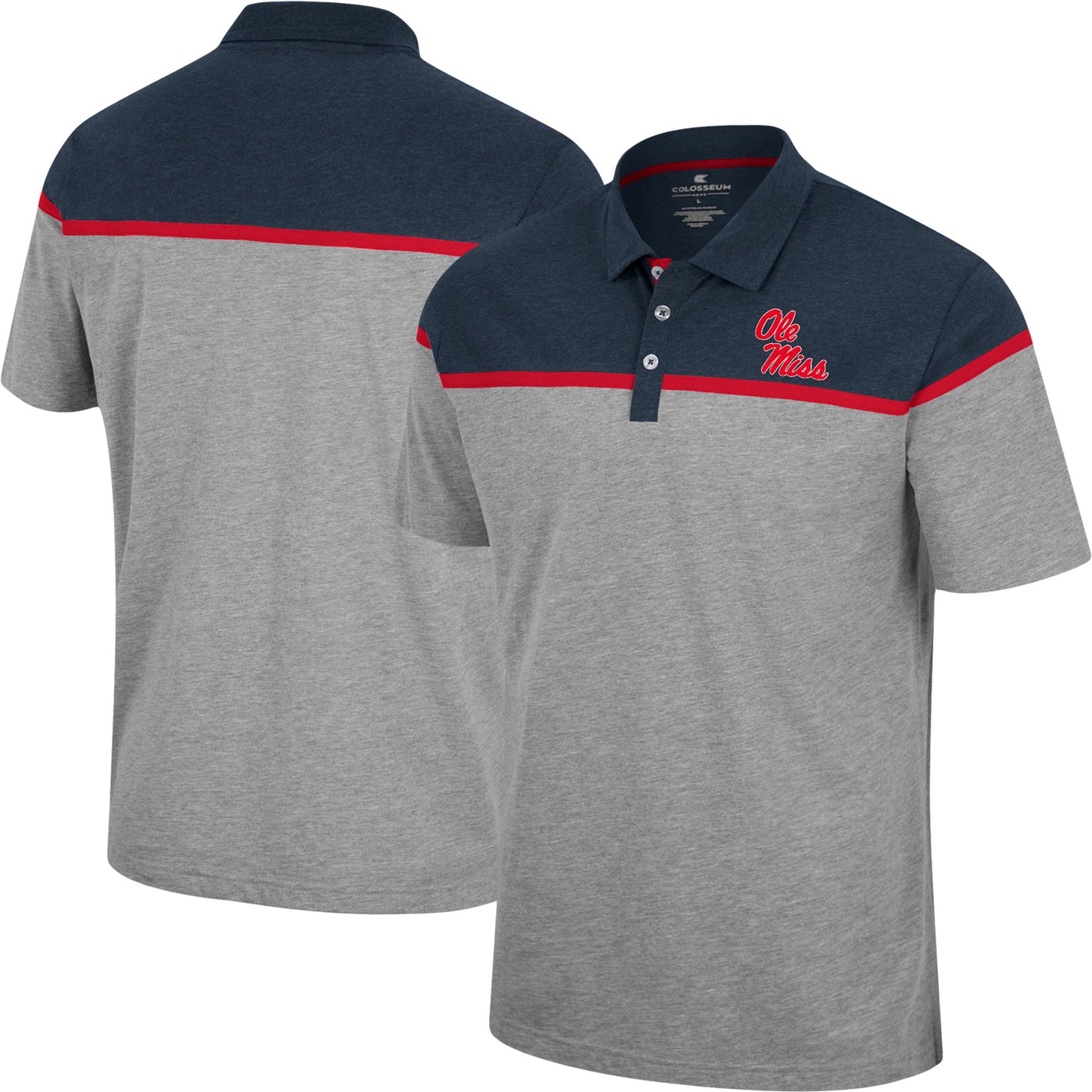 Men's Colosseum Heather Gray Ole Miss Rebels Chamberlain Polo