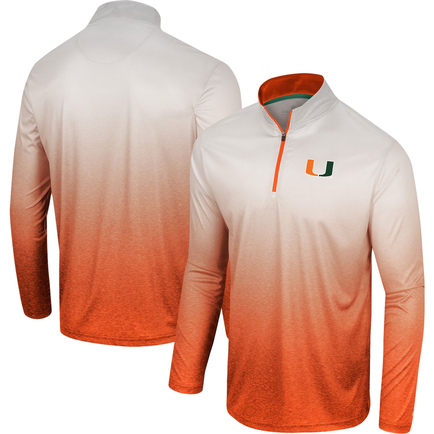 Men's Colosseum White/Orange Miami Hurricanes Laws of Physics Quarter-Zip Windshirt