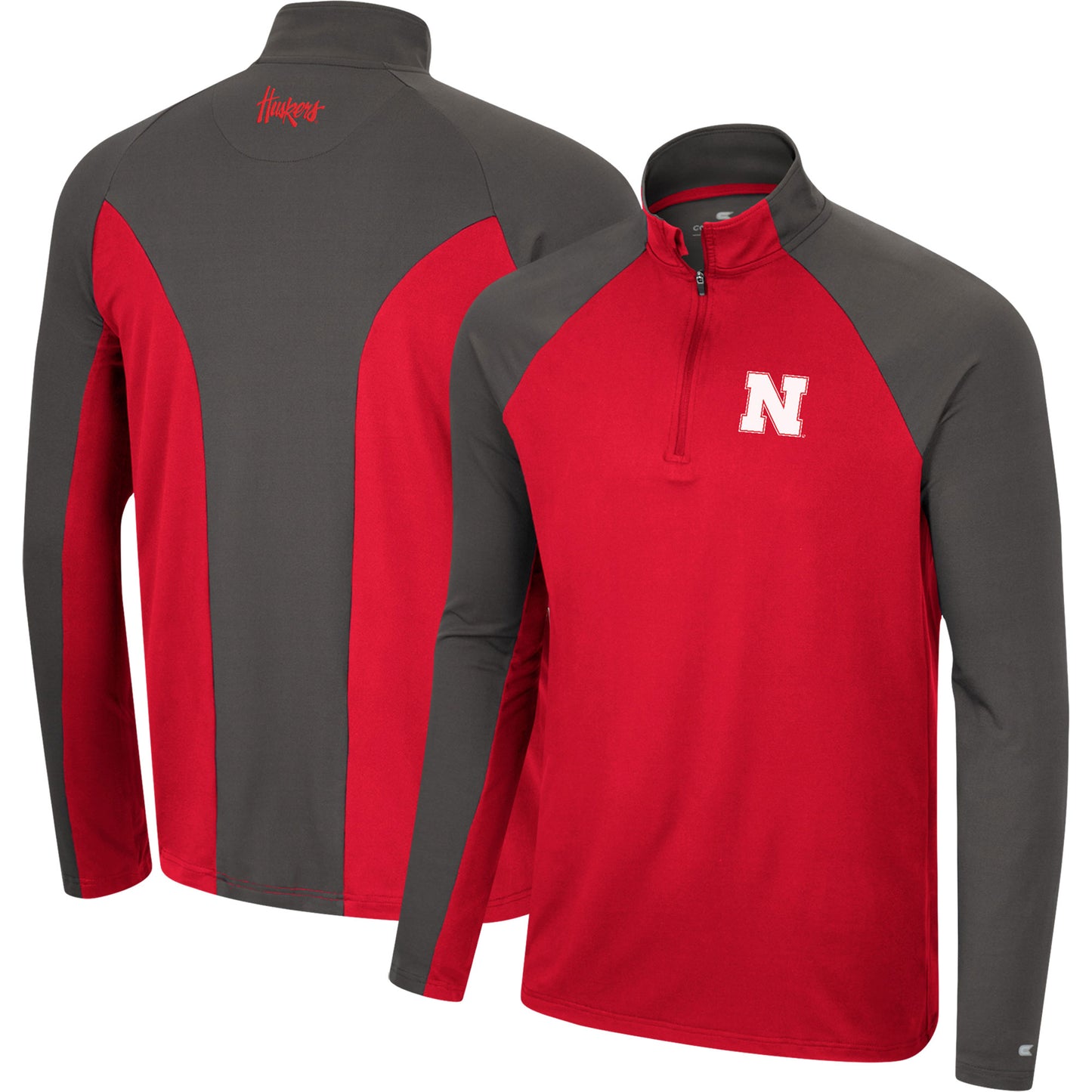 Men's Colosseum Scarlet/Charcoal Nebraska Huskers Two Yutes Raglan Quarter-Zip Windshirt