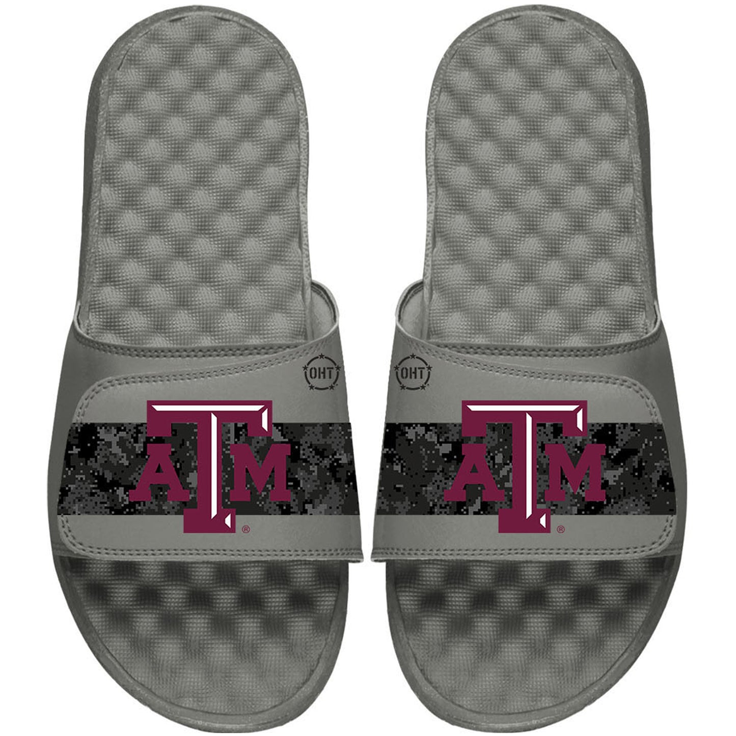Men's ISlide Gray Texas A&M Aggies OHT Military Appreciation Stripe Slide Sandals