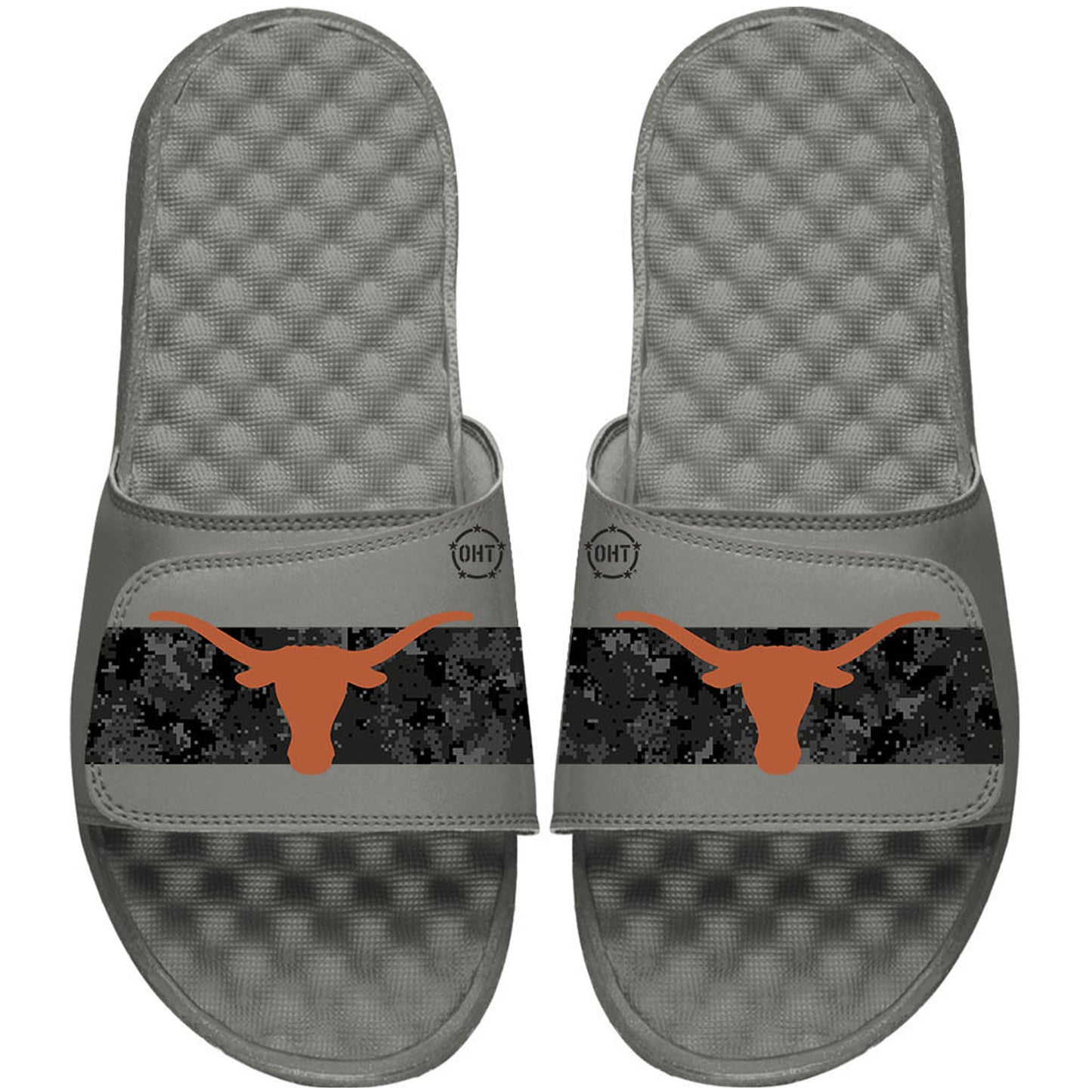 Men's ISlide Gray Texas Longhorns OHT Military Appreciation Stripe Slide Sandals