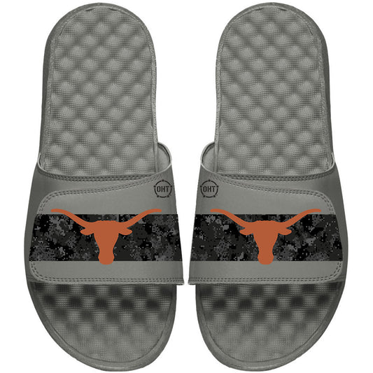 Men's ISlide Gray Texas Longhorns OHT Military Appreciation Stripe Slide Sandals