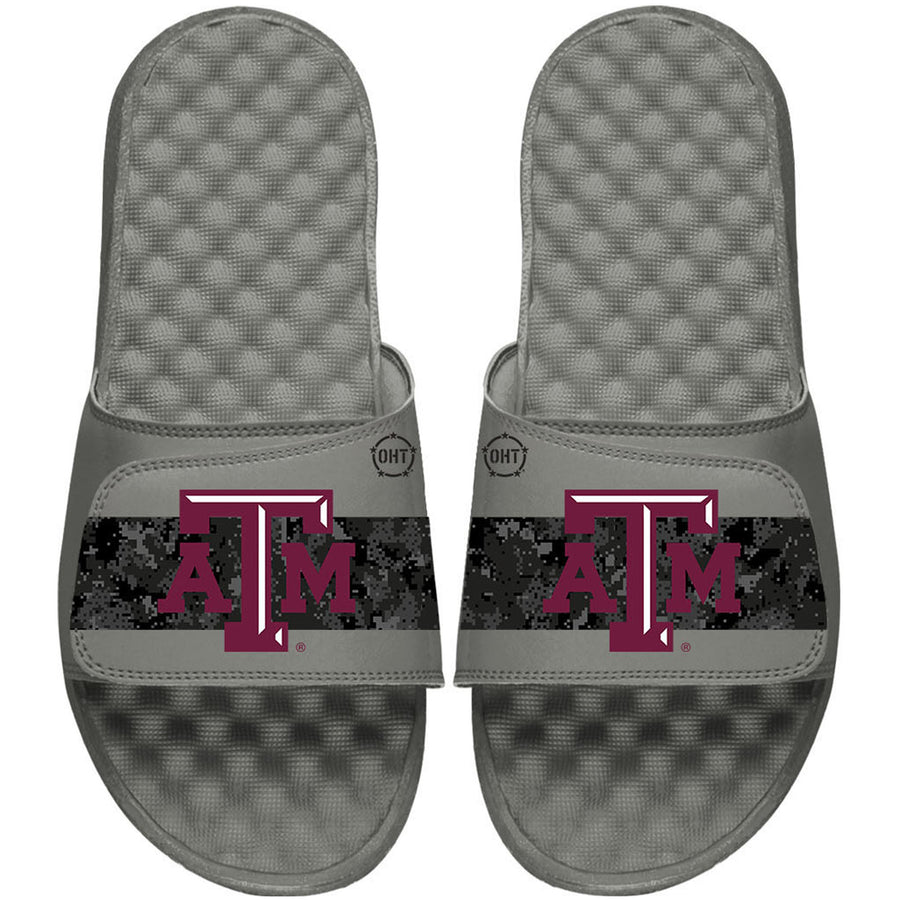 Youth ISlide Gray Texas A&M Aggies OHT Military Appreciation Stripe Slide Sandals