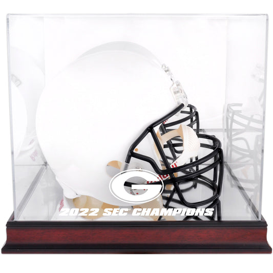 Georgia Bulldogs 2022 SEC Football Conference Champions Mahogany Helmet Logo Display Case