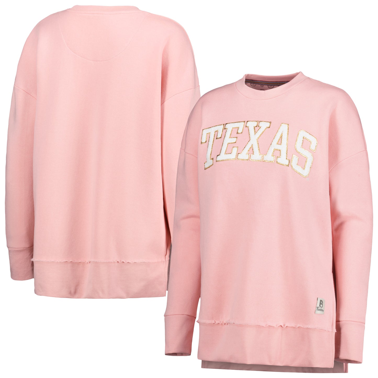 Women's Pressbox Pink Texas Longhorns La Jolla Fleece Pullover Sweatshirt