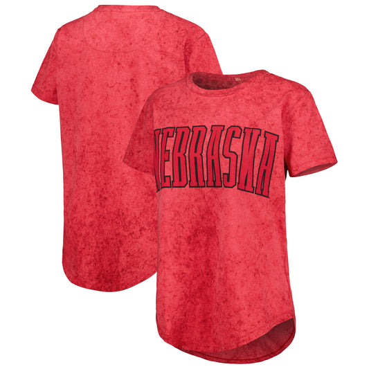 Women's Pressbox Scarlet Nebraska Huskers Southlawn Sun-Washed T-Shirt