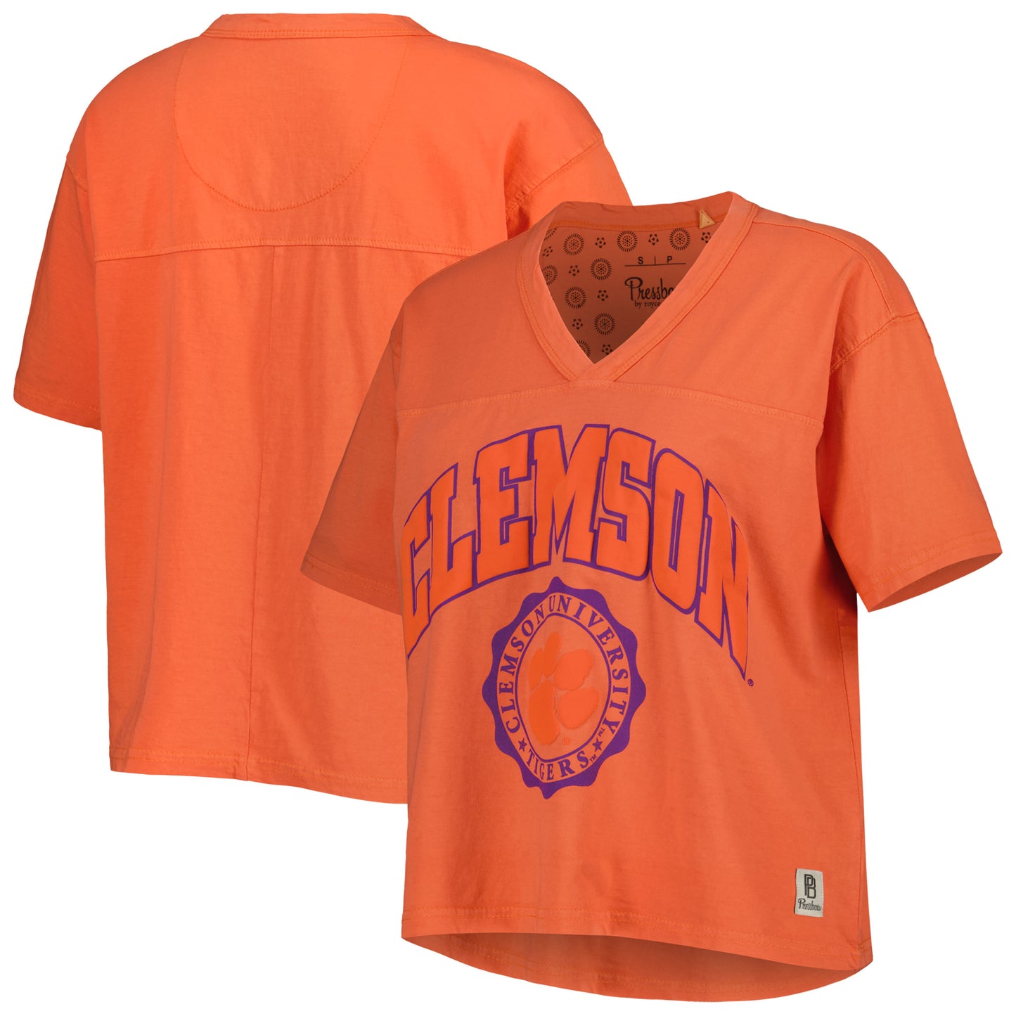 Women's Pressbox Orange Clemson Tigers Sycamore Edith Waist-Length V-Neck T-Shirt