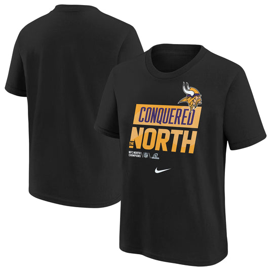 Youth Nike Black Minnesota Vikings 2022 NFC North Division Champions Locker Room Trophy Collection T-Shirt