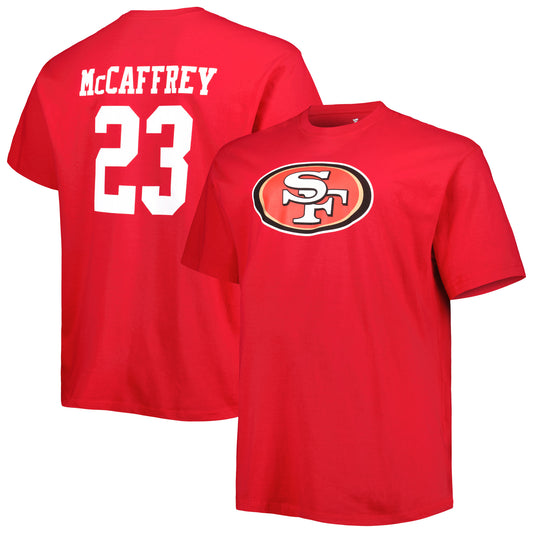 Men's Fanatics Christian McCaffrey Scarlet San Francisco 49ers Big & Tall Player Name & Number T-Shirt