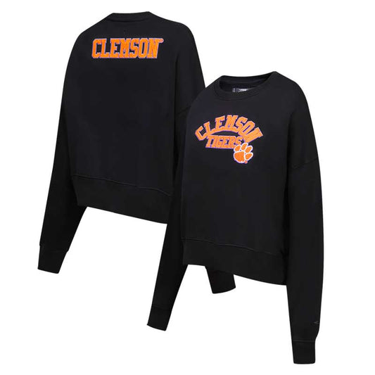 Women's Black Clemson Tigers Classic 3-Hit Pullover Sweatshirt