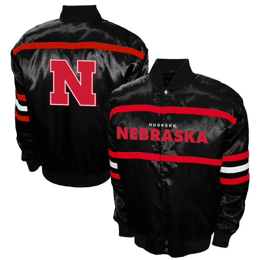 Men's Franchise Club Black Nebraska Huskers 2nd Era Full-Snap Satin Jacket